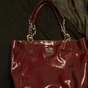 Coach poppy red patent handbag